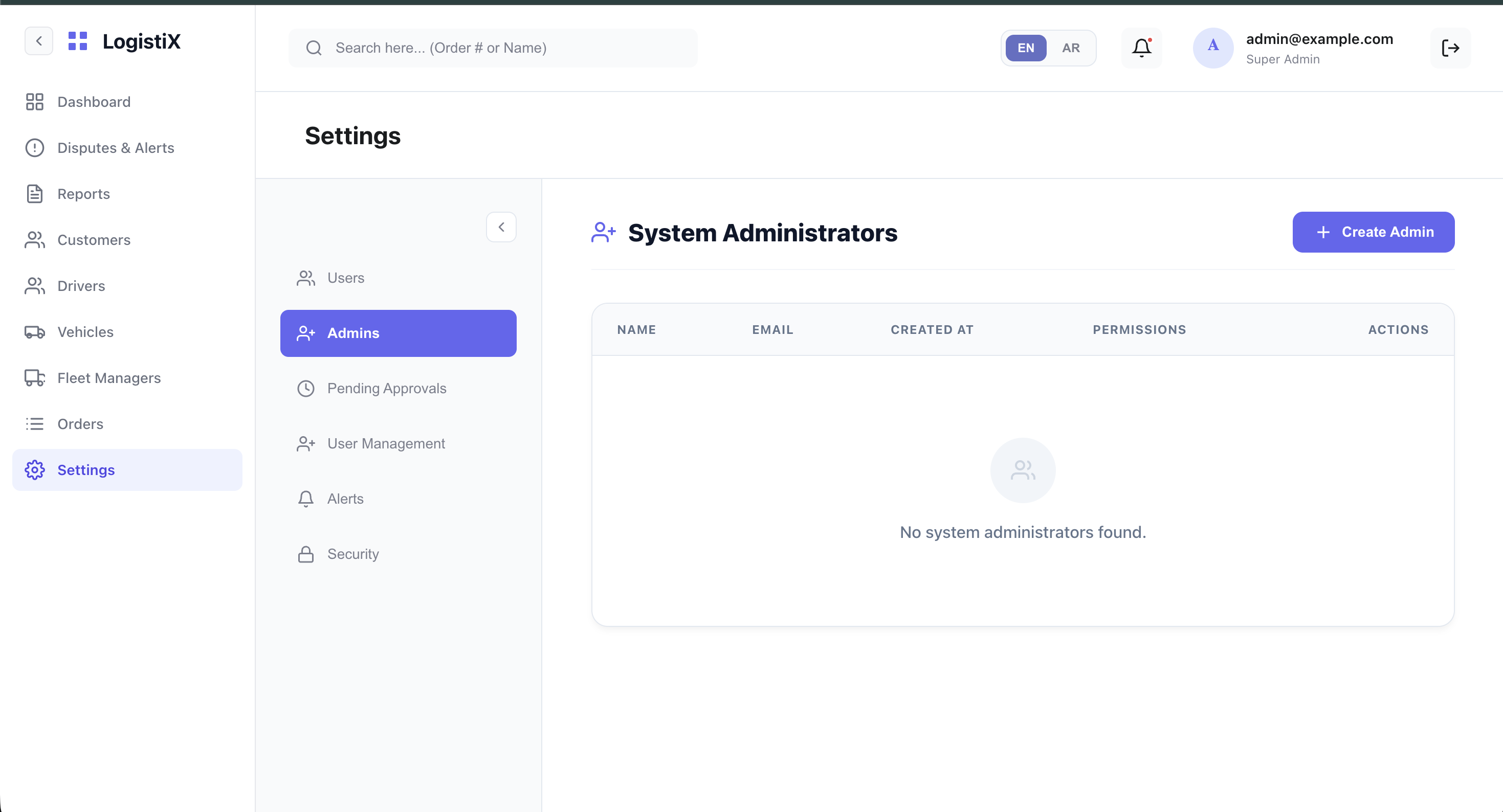 Settings Page Tabs Placeholder